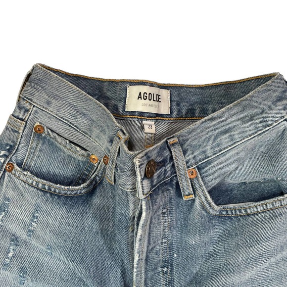 Agolde Riley High Rise Striaght Crop Distressed Ankle Jeans Endeavor Size 23 - Picture 3 of 11